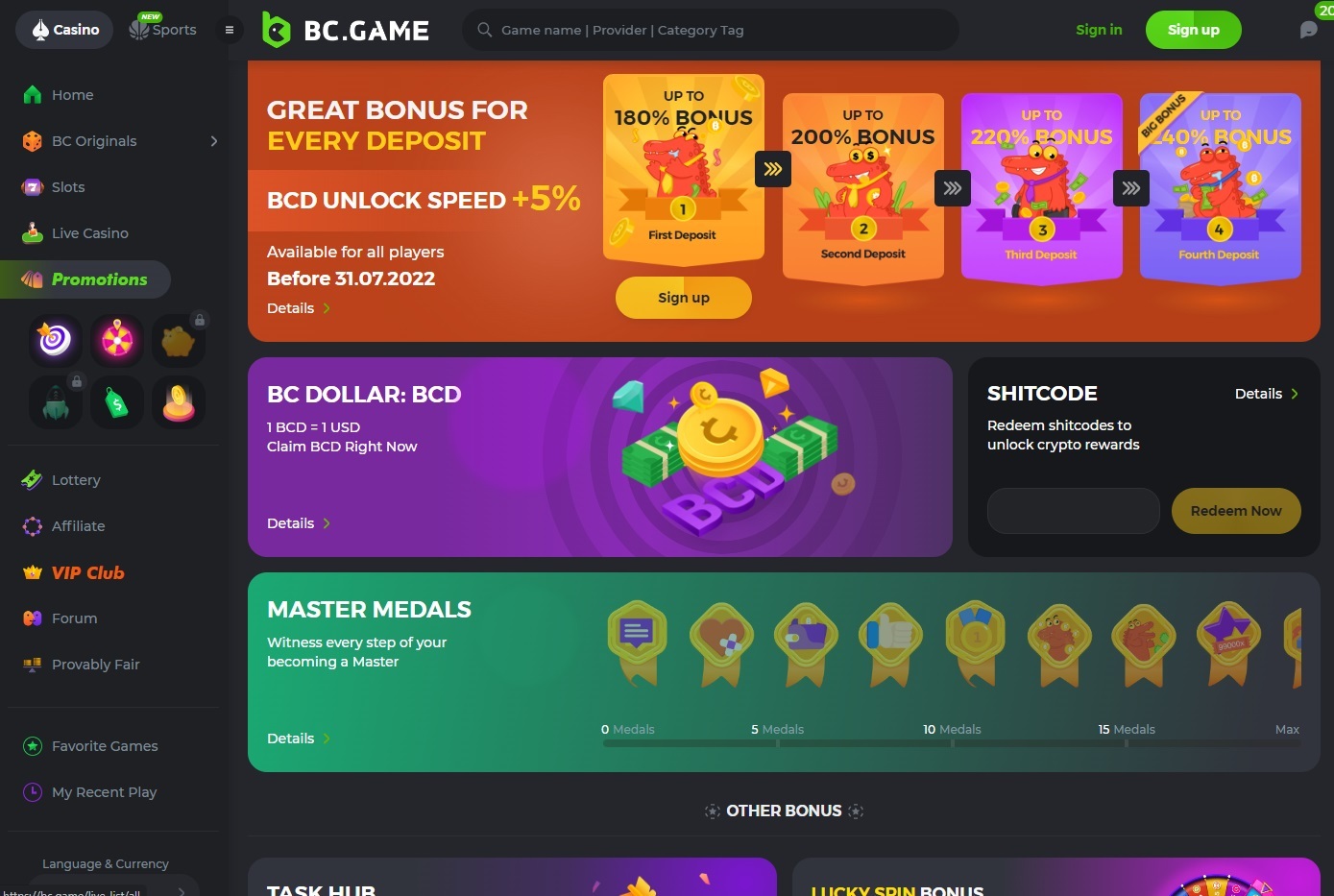 भारत में BC.Game क्रिप्टो ऑनलाइन कैसीनो- आधिकारिक इंटरनेट साइट